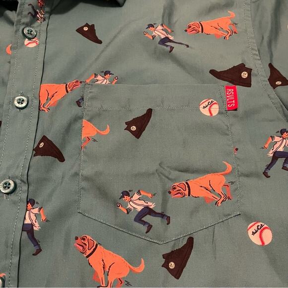 The Sandlot X RSVLTS Green Benny The Jet Beast Dog Button Up Shirt - Picture 6 of 6